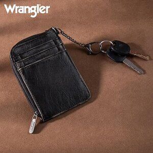 Wrangler Card Wallet With Front Pocket-Dark Brown/Black